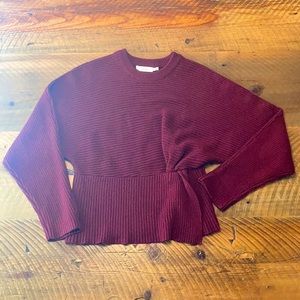LUSH Cropped Ribbed Sweater with Side Gathering, size Small